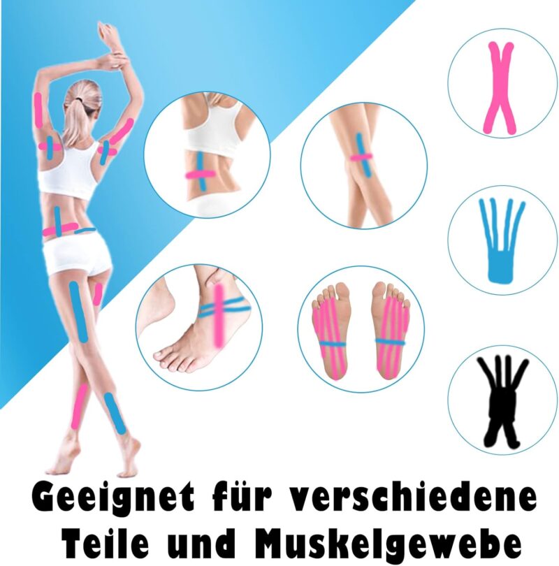 Bande anti-douleur et l'inflammation Kinesiology Tape 5mx5cm- Pack de 2 – Image 5