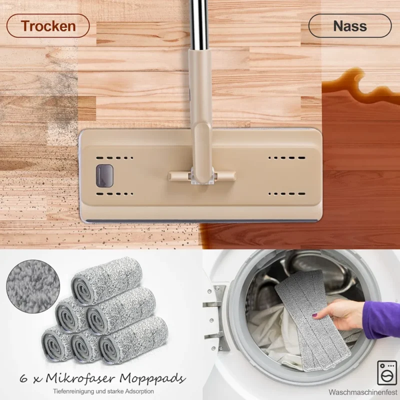 Balai serpillière avec seau + 4 Serpillière en microfibre – Image 5