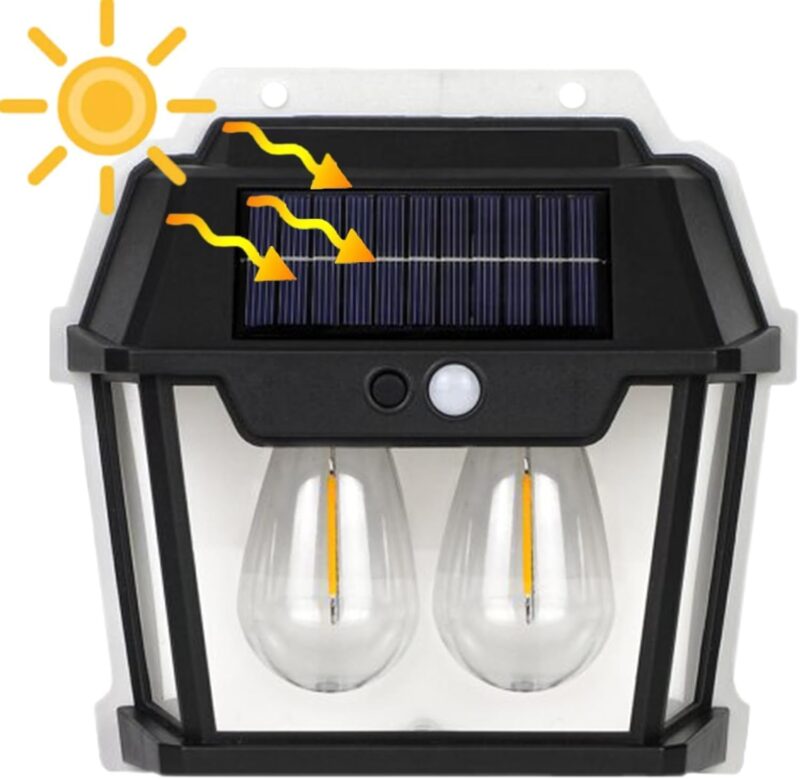 Applique Murale avec Deux Lampes Solaire et Détecteur De Mouvement Étanche – Image 10