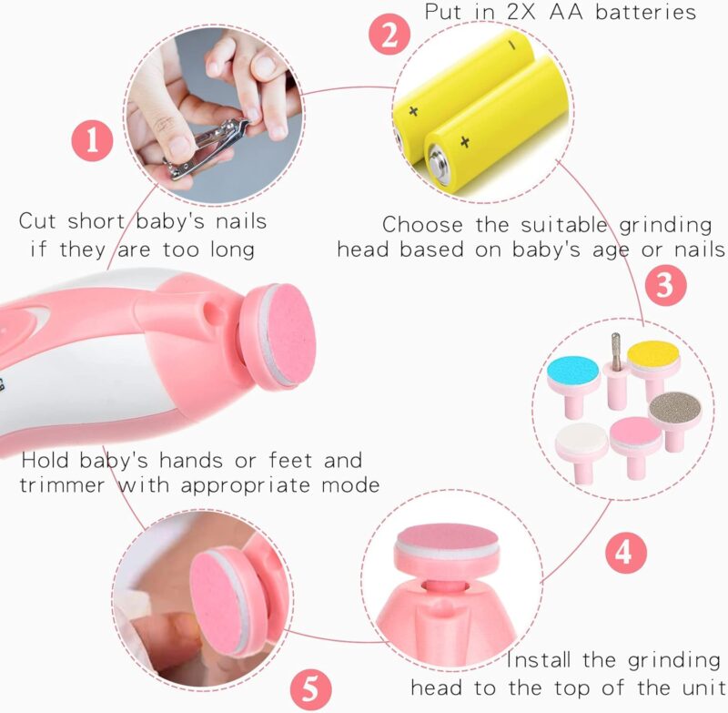 Lime à ongles électrique pour bébé, Sécurité sans griffes pointues – Image 4