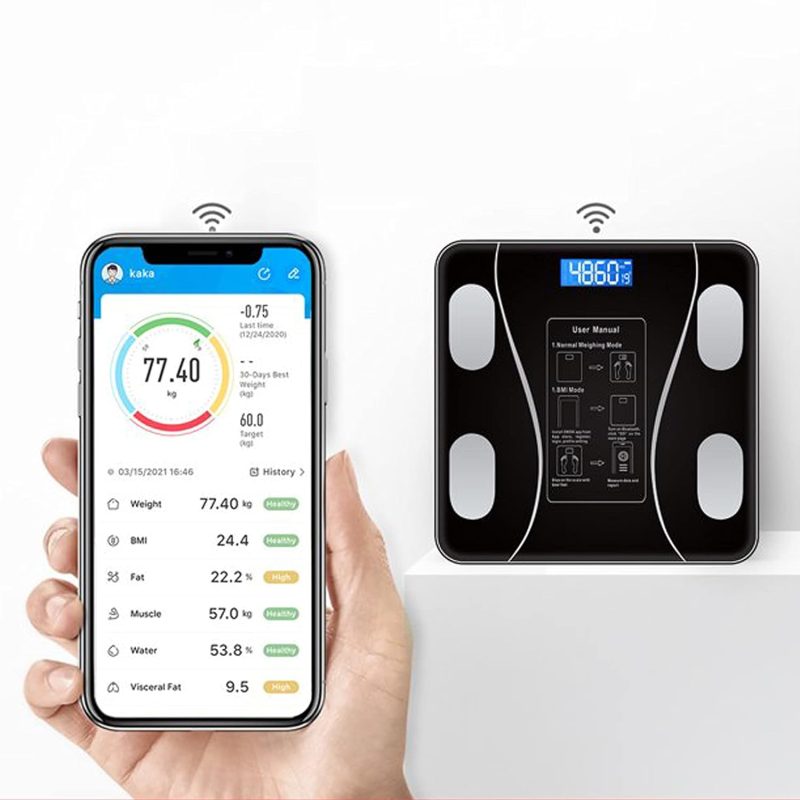 Balance de Salle de Bain Ménager Précise Pesage de Poids Numérique Échelle IMC Analyseur de Composition Corporelle Max 180 Kg – Image 9