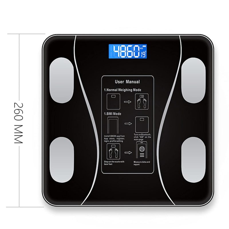 Balance de Salle de Bain Ménager Précise Pesage de Poids Numérique Échelle IMC Analyseur de Composition Corporelle Max 180 Kg – Image 10