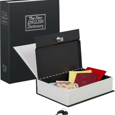 Coffre fort grand livre fermable serrure clés Dimension : 26,5 x 20 x 6,5 cm,