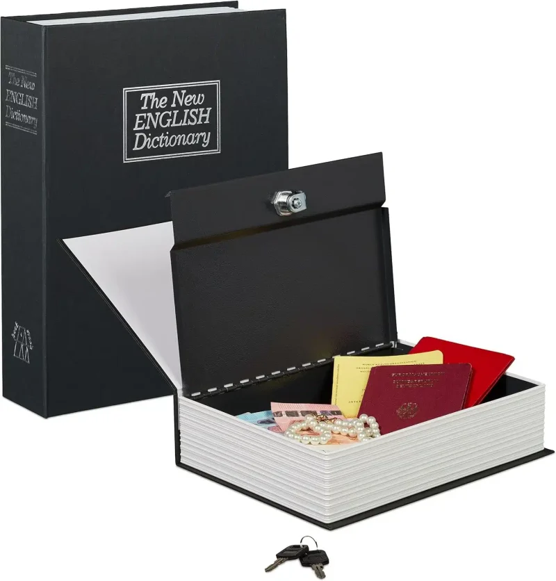 Coffre fort grand livre fermable serrure clés Dimension : 26,5 x 20 x 6,5 cm,