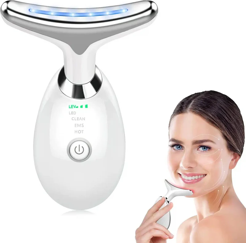 Appareil Anti Rides Visage, 7 Couleurs de Massage Visage,3 Modes cou Raffermissement du Visage