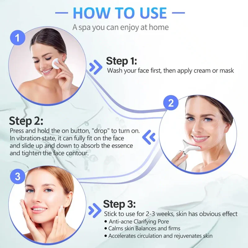 Appareil Anti Rides Visage, 7 Couleurs de Massage Visage,3 Modes cou Raffermissement du Visage – Image 5