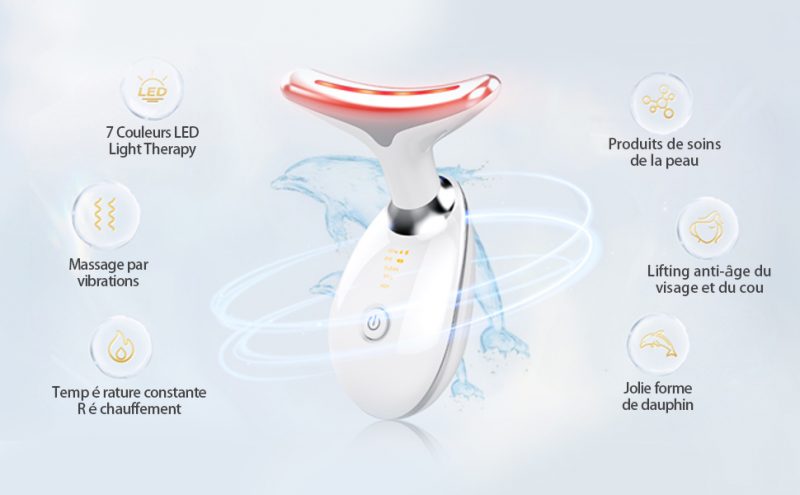 Appareil Anti Rides Visage, 7 Couleurs de Massage Visage,3 Modes cou Raffermissement du Visage – Image 7