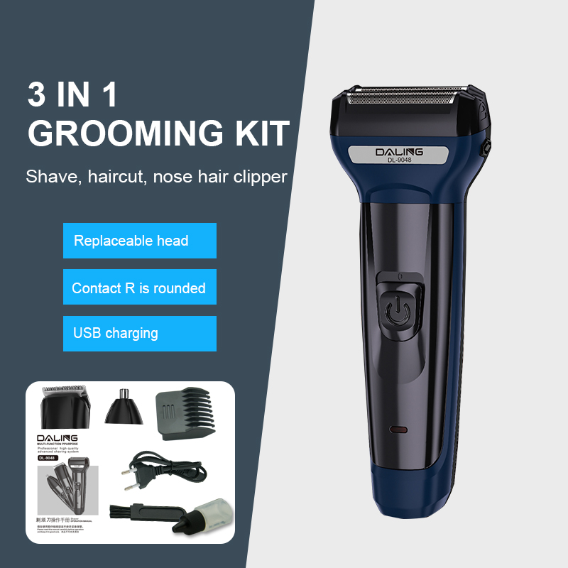 Tondeuse Multifonction 3-en-1 DALING Rechargeable USB Rasoir + Tondeuse + Coupe-Nez | Kit de Rasage Complet pour Homme – Image 4